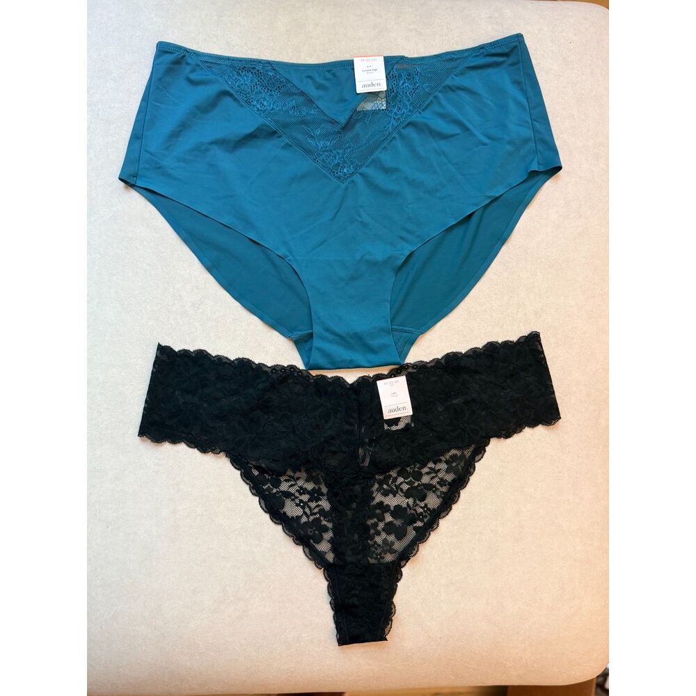 Auden 2-Pack Underwear: 2X Invisible Edge Brief & Lace Thong